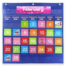 Large Classroom Calendar Pocket Chart with 88 Colorful cards-Durable Nylon Le...