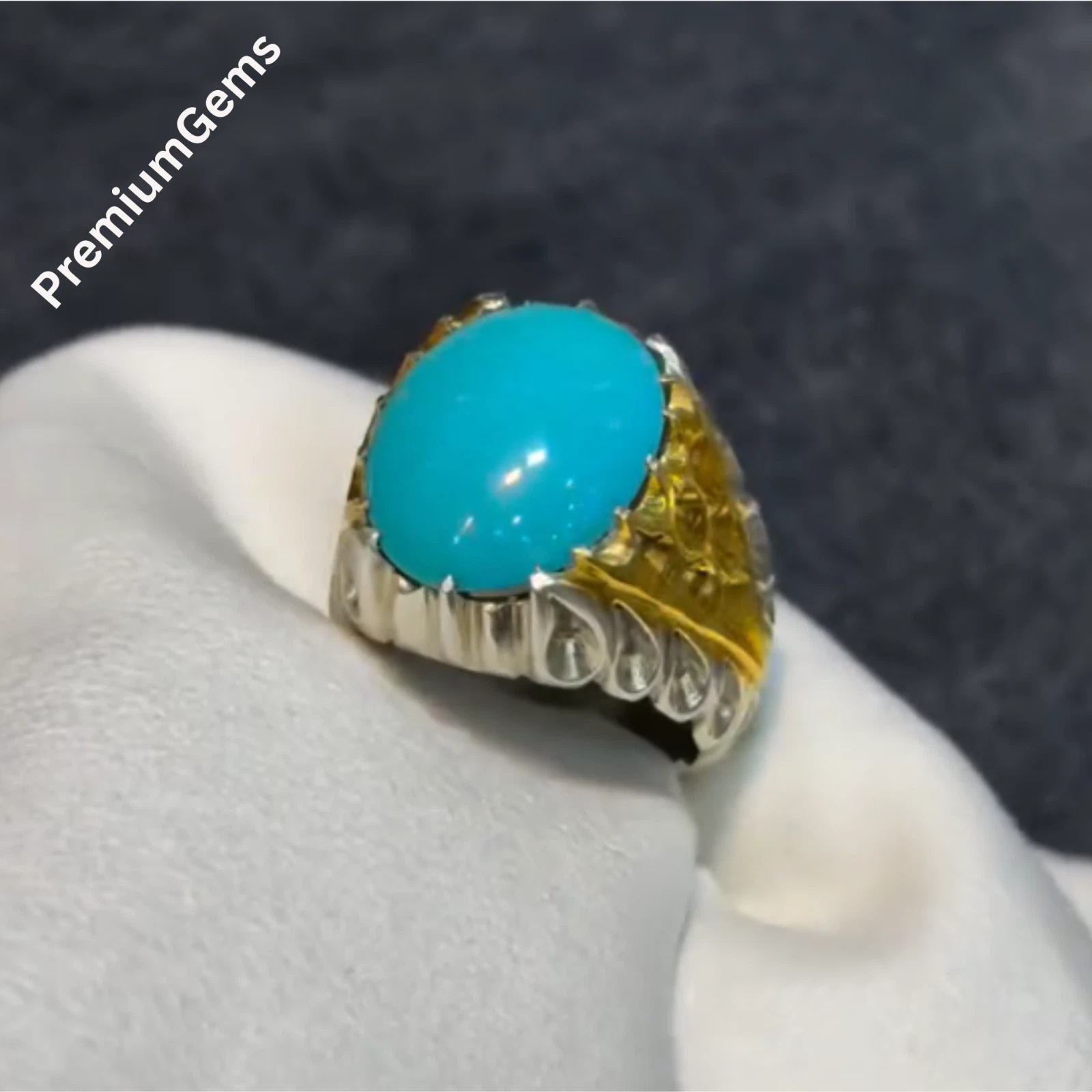 Clean Rare Turquoise Ring Nishapuri Feroza Natural Feroza Ring Shia Rings
