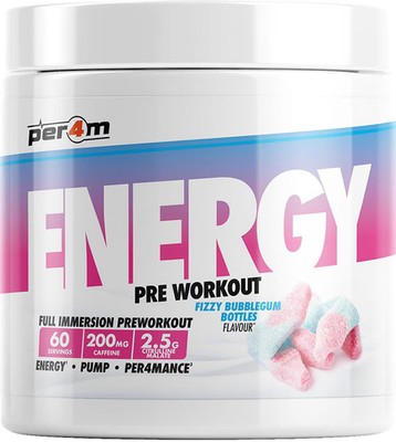 Per4m Energy Pre Workout, 390 g Dose, Fizzy Bubblegum