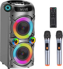 Karaoke Machine with 2 Wireless Microphones, Portable PA System Big Bluetooth...