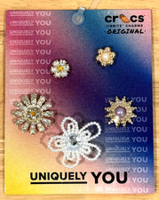 New Crocs Jibbitz Original Charms Uniquely You Elevated Flower Gem 5 Pack