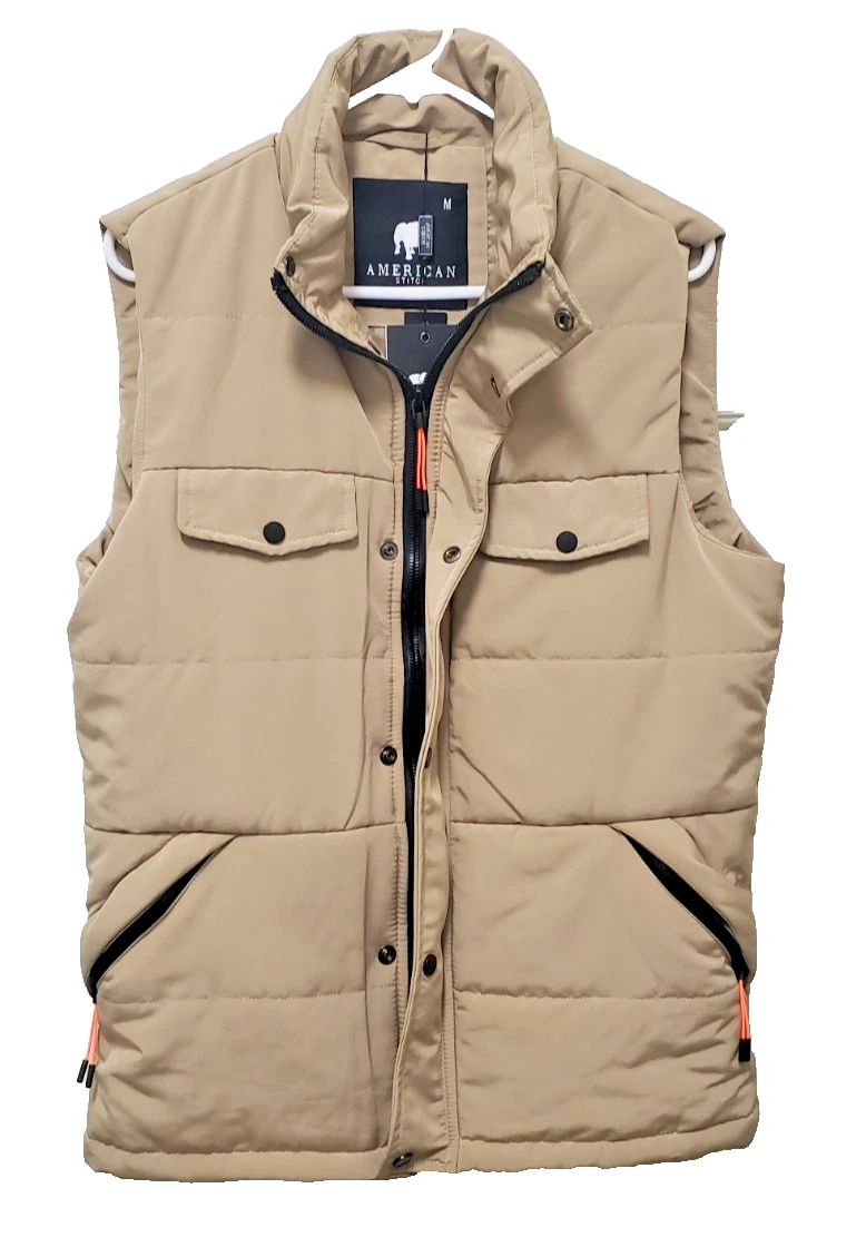 American Stitch Classic Puff Vest Khaki/Beige Outdoors Lined Men's Size Medium