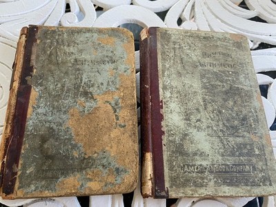 2 Antique Books School Readers 1877 Ray's New Practical Arithmetic Math Book