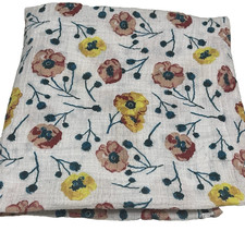 Bebe Au Lait Swaddle Blanket Cotton Muslin Flower Yellow Orange Green Aqua 37x38