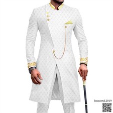 Men African Suits Dashiki Embroidery Jacket and Pants 2 Piece Set Formal Outfits