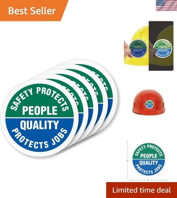 Pack of 5 Retro-Reflective Hard Hat Labels - 2 Inch Circle for High Visibility