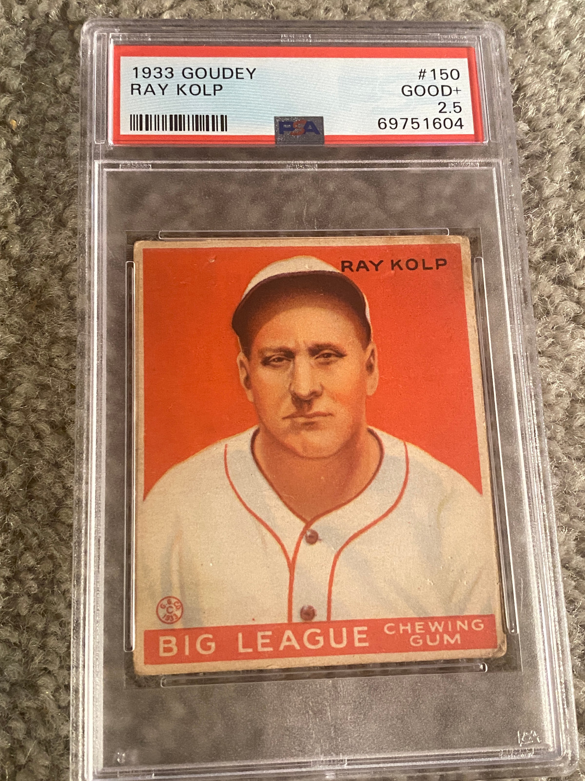 RAY KOLP 1933 GOUDEY #150  PSA 2.5 GOOD CINCINNATI REDS REDLEGS