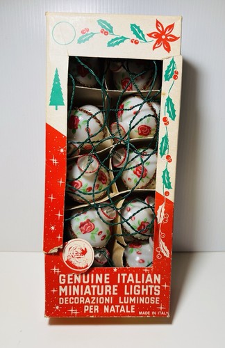 Vintage Italian Miniature Christmas Lights Italy Lamp Rose 3” Rare With Box - Picture 6 of 8