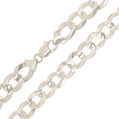 Men's 10k White Gold Solid Flat Cuban Link Chain Necklace 26