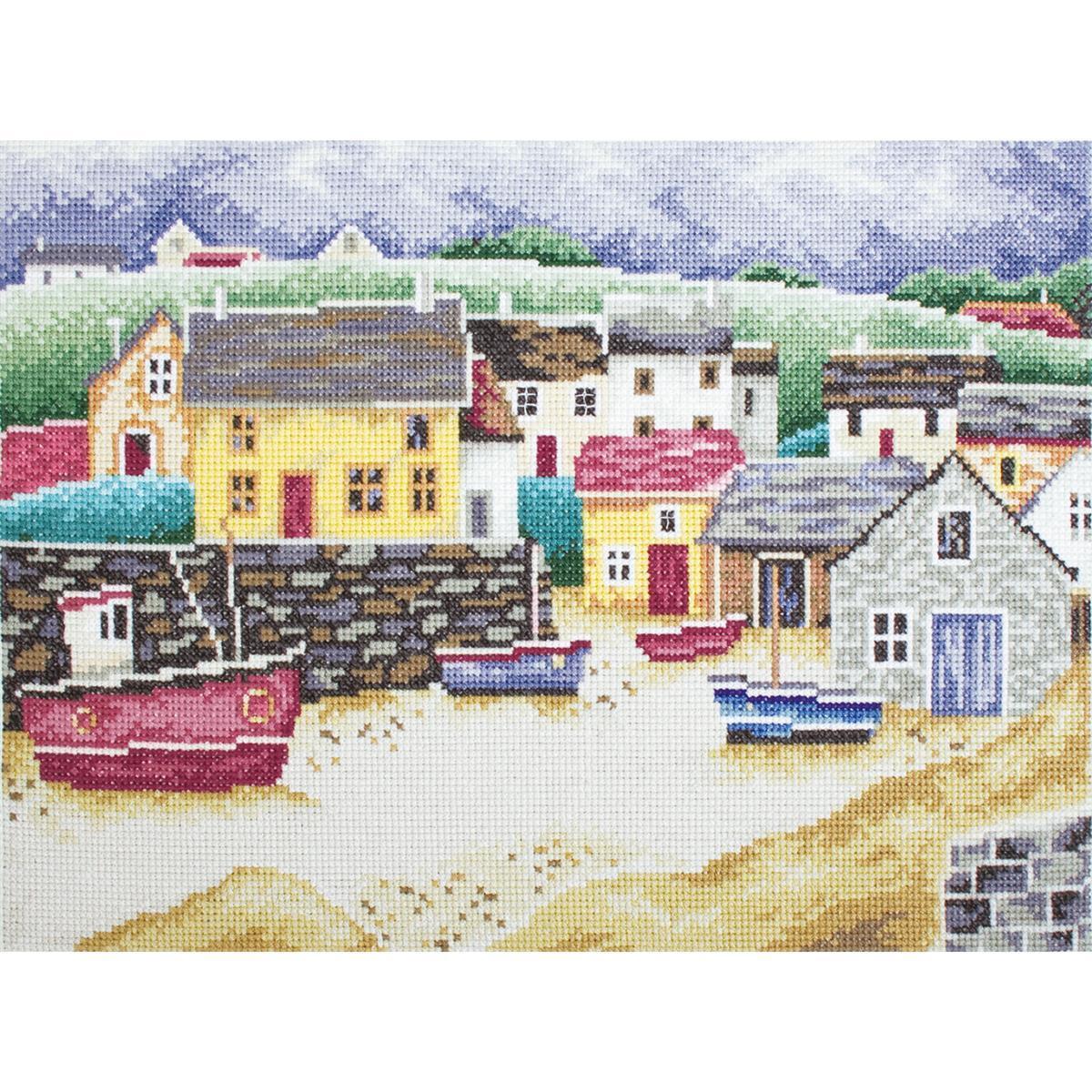 RTO counted Cross Stitch Kit ""Fishermans Village"" M390, 31x22 cm, DIY