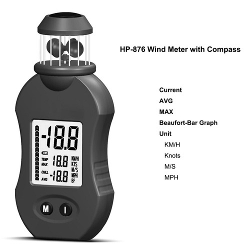 Digital Anemometer Wind Speed Gauge Air Flow Meter 40M/S W/Compass for Hiking - Picture 3 of 8