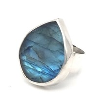 Sterling Silver Labradorite Bezel Set Ring Handmade