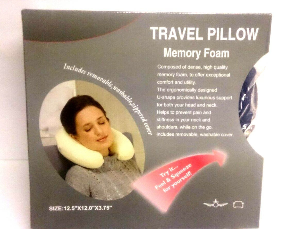 Memory Foam Travel Pillow for Neck Support & Head Rest-image
