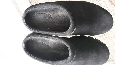 Lands’ End Women’s Clogs Size B Black Suede Slip On Comfort Shoes Mules 