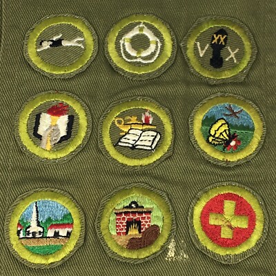 Vintage BSA 1930's - 40's Boy Scout Sash with 22 Merit Badges TYPE C