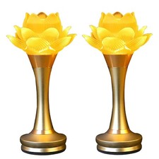 1Pair - LED Glazed Lotus Buddhist Lamp, Light offering Before Buddha, USB Rec...