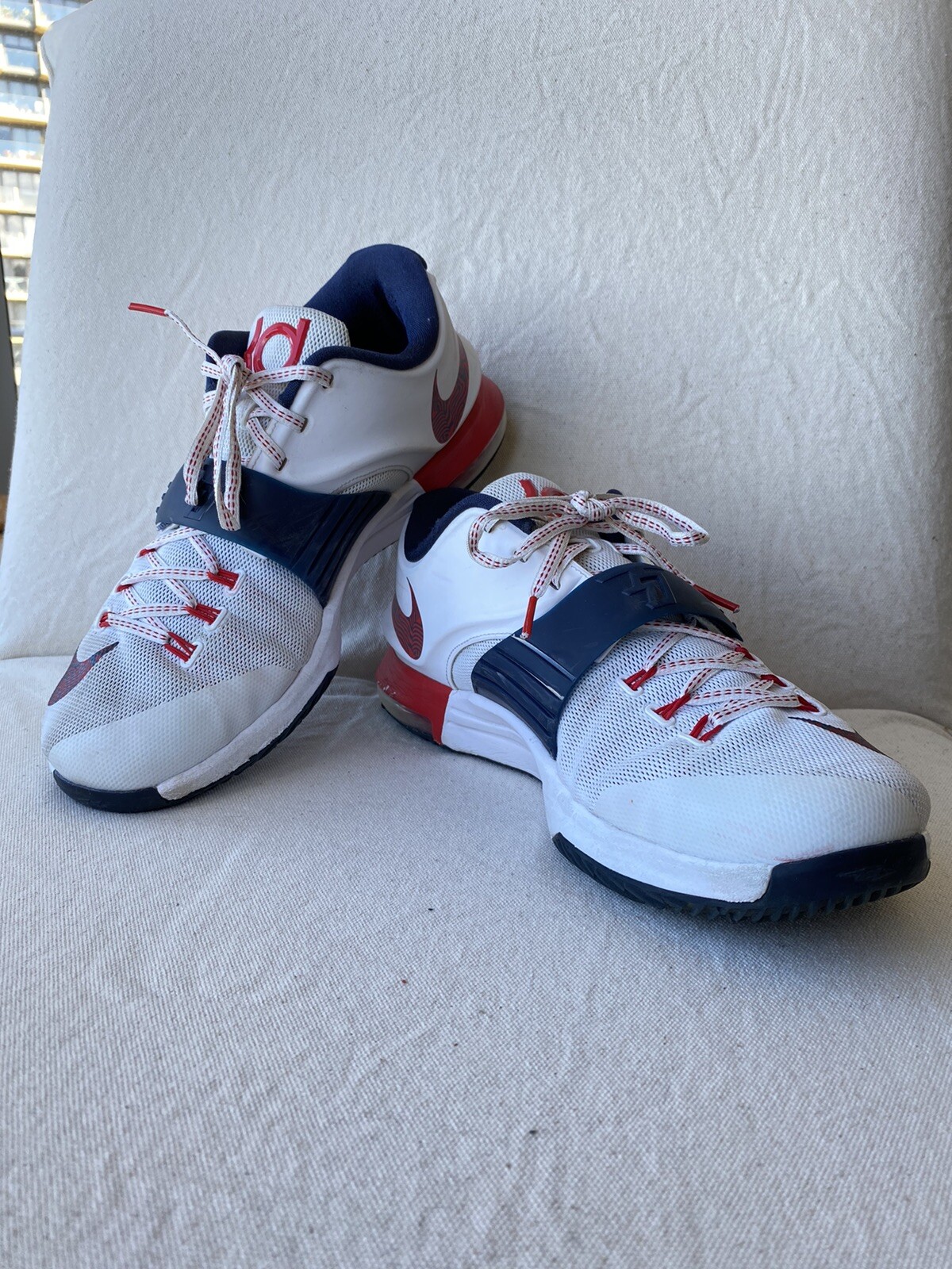 US 9.5/ EU 43 - Nike KD 7 'USA' - White/Obsidian-University Red - 653996  146 | eBay