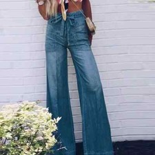NWT Utcoco Casual LooseFit Palazzo Pants Hight Waiste WideLeg Denim Jeans 16