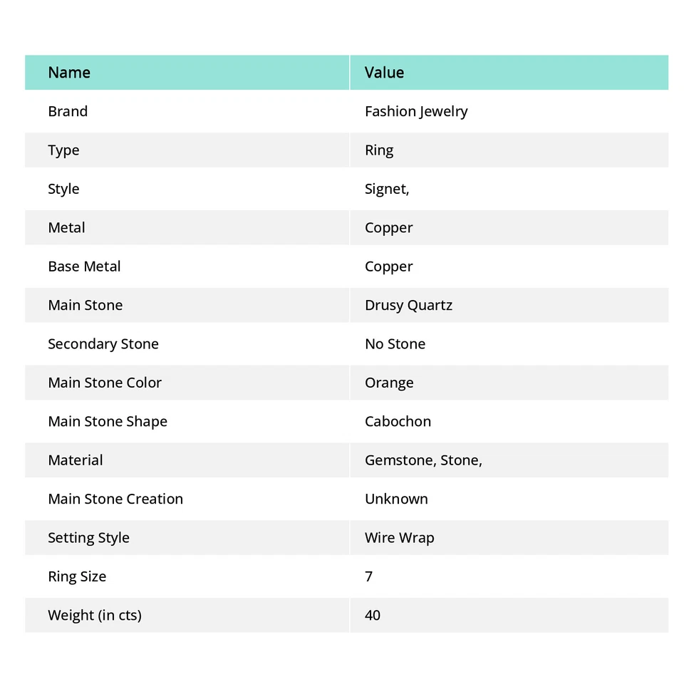 Anillo de piedras preciosas druzy áspera rebanada naranja envoltura de alambre étnico joyería de cobre 7" G419 Foto 3 de 4