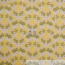 BonEful Fabric FQ Cotton Quilt Yellow White Daisy Small Flower Garden Gypsy BOHO