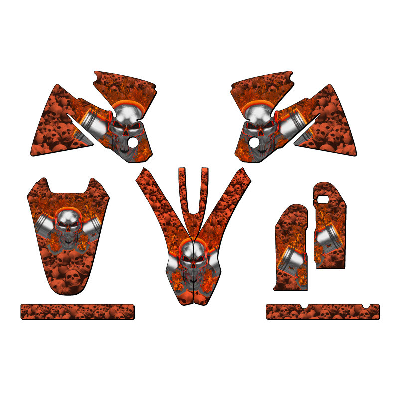 1998-2000 SX FLAMING GEARHEAD Orange Senge Graphics Kit Compatible