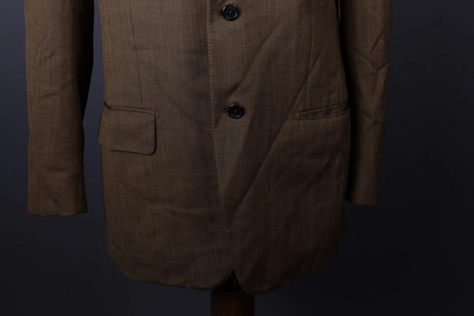 ISAIA PAUW Brown Wool Linen Mohair Two Button Blazer Sport Coat Size 52 - Image 3 of 4