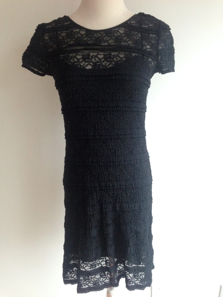 Jack Willis Dress Lacey Black Over Black Size 4 (UK 8)