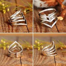 Solid 925 Sterling Silver Wide Band Handmade Statement Ring All Size AK537