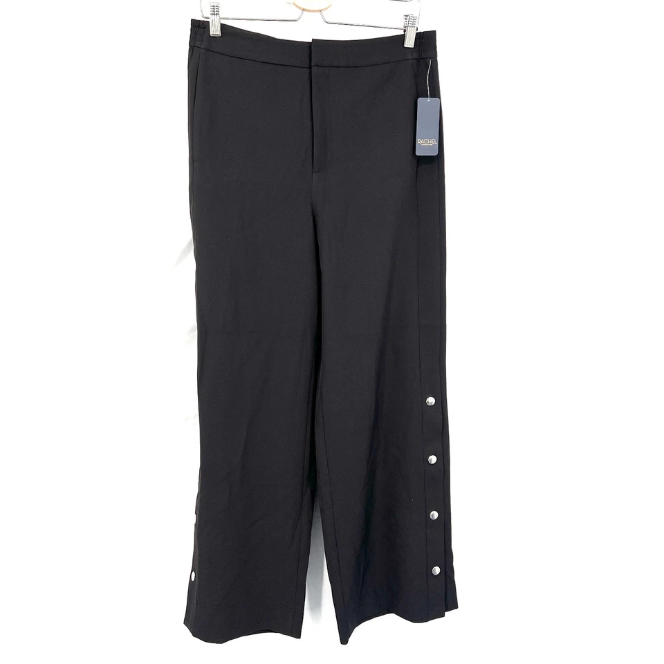 Nuevo Rachel Roy Rani tiro alto pierna ancha a presión pista vestido pantalones negro carrera 12 Foto 2 de 4