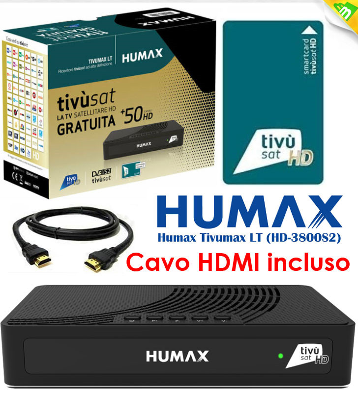DECODER SATELLITARE DVB-S S2 TIVUSAT HUMAX TIVUMAX PRO II 2016 HDMI 1080 TESSERA