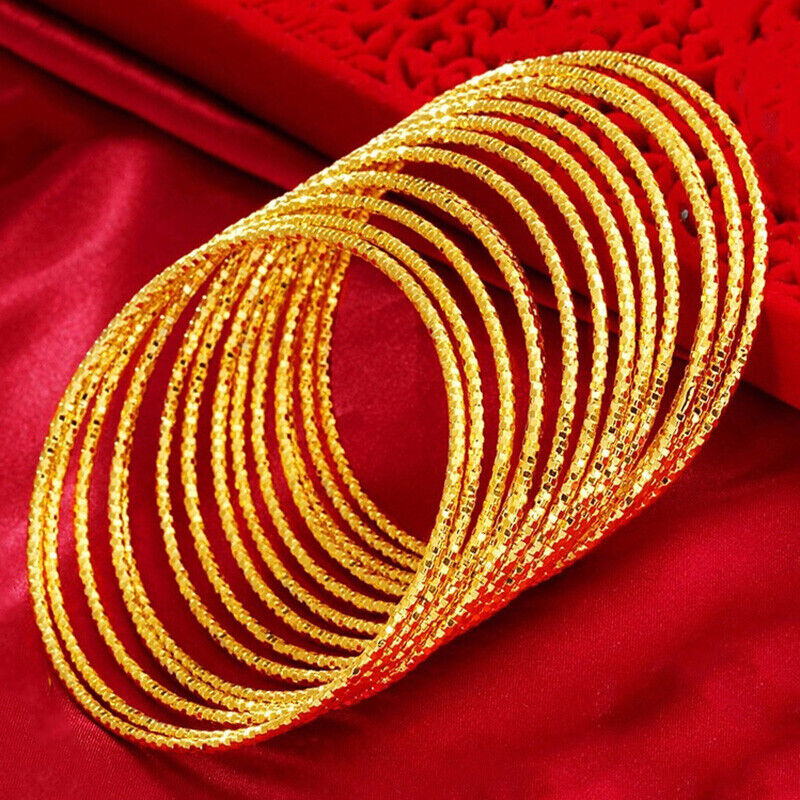 10PcSet 18k Gold Filled Womens 2.75" Dia. 7" Stacking Bangles Bracelets