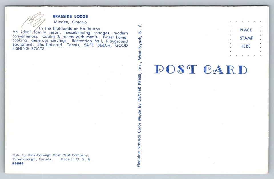 Minden Ontario Braeside Lodge Cottages Haliburton Highlands Aerial View Postcard - Image 2 of 3