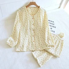 Textured Floral Print Pajama Coordinates