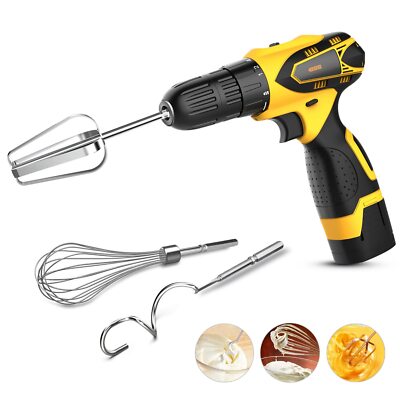 3Pcs Hand Mixer Electric Attachments Set for Drill,Egg Beater,Whisk & Dough Hook
