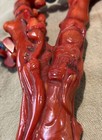 Vintage Red coral carved flowered necklace — photo 8