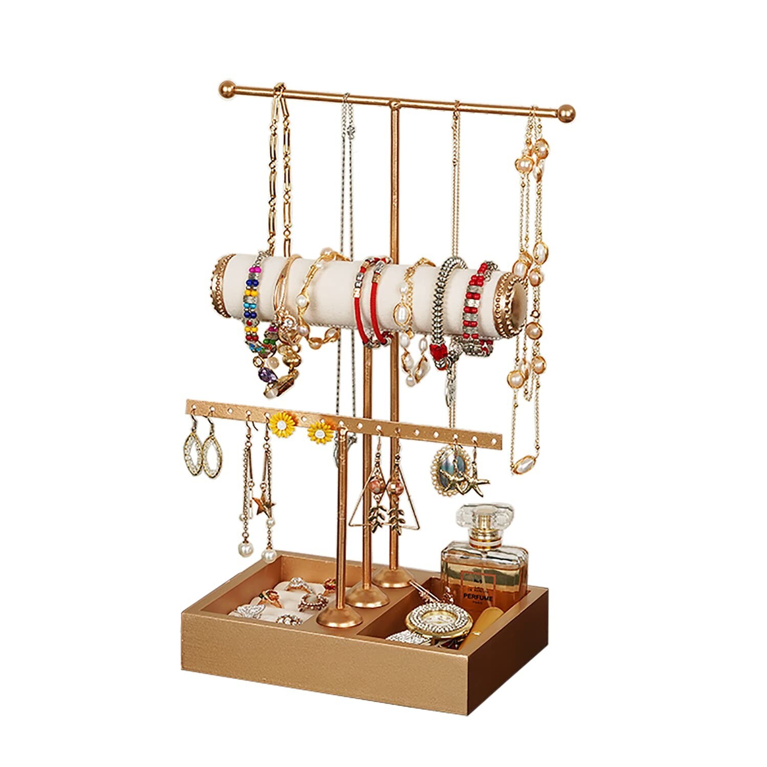 3-Tier Hanging Jewelry Organizer Stand for Earrings Necklaces Bracelets-image