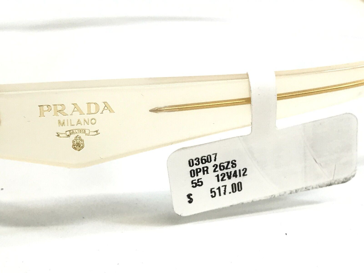 Prada Sunglasses SPR26Z 12V-4I2 Opal Milk Oval Frames with Light