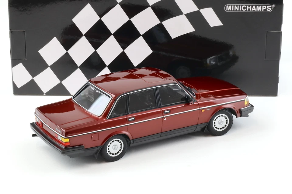 1:18 Minichamps Volvo 240 Gl Berlina 1986 Rosso Scuro Metallizzato - Immagine 3 di 4