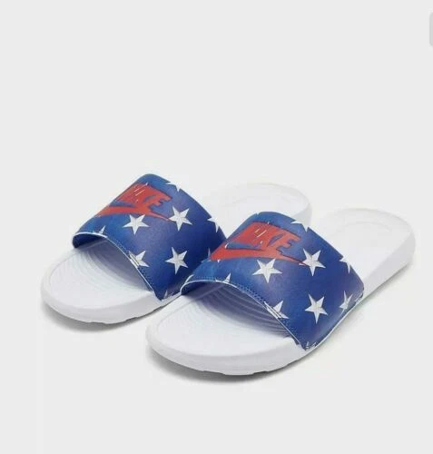 NUOVI sandali donna Nike Victori One Print USA Stars rosso bianco blu slide taglia 9