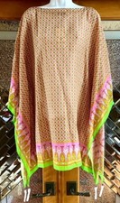 TORY BURCH BEACH COVER-UP TOP/CAFTAN/DRESS VAUBAN DIAMOND PRINT SZ US L NWT