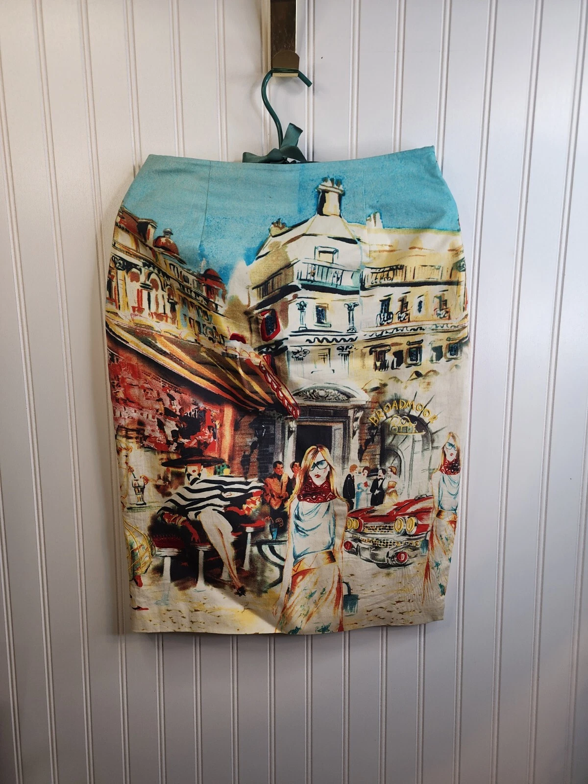 Silk Club Collection CIty Scape Skirt Womens Size 4 Multicolored Embroidered