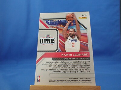Kawhi Leonard Prizm 2020-21 Downtown Down Town #14 | eBay
