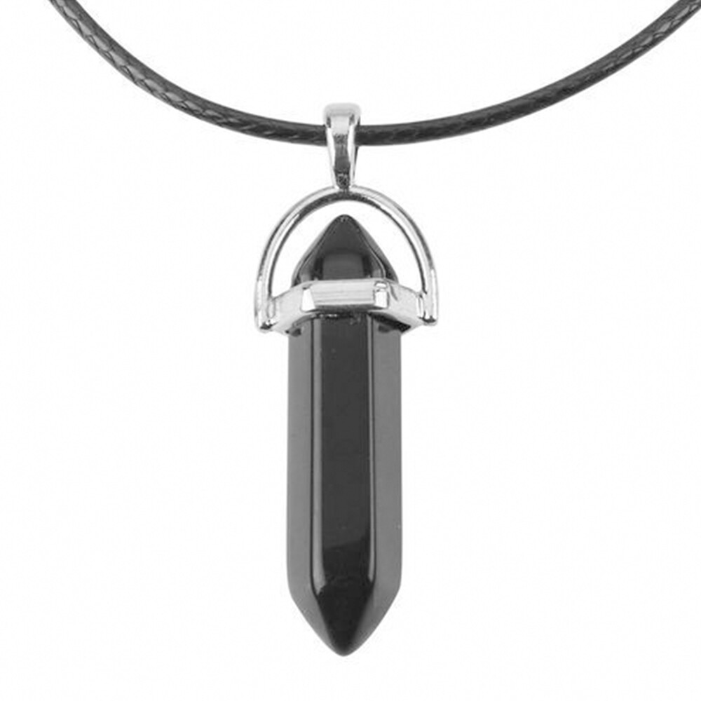 Fashion Crystal Quartz Point Hexagonal Healing Pendant Chakra Necklace