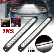 2 White 10" LED Tail Lights Surface Mount Truck Trailer Backup Reverse Light Bar