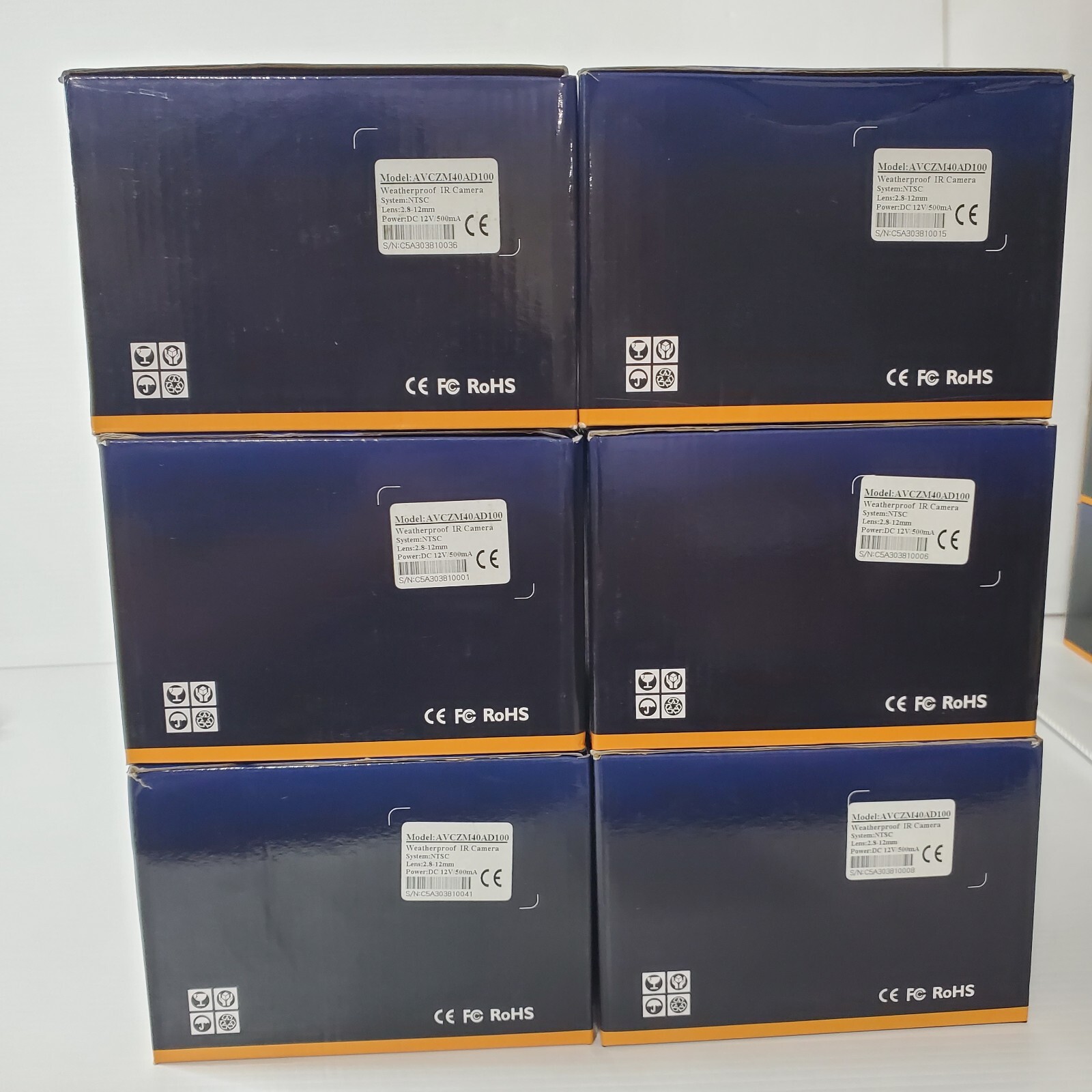 Set Lot 6 AVC Security Systems Camera Outdoor LED Lights CCTV Color AVCZM40AD100