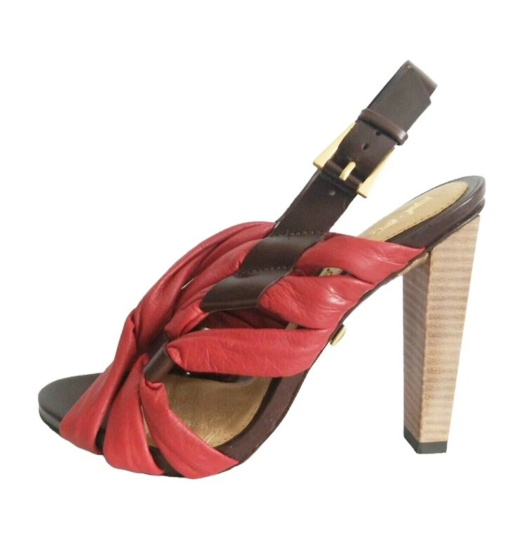 MBT AGNELLO L.A.M.B. SCARPE SANDALO TAMIKA ROSSO E MARRONE TACCO ALTO MISURA 6 5