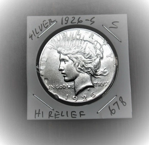 1926 S Peace 90% Silver VG Dollar HIGH RELIEF⭐ 678⭐ V4⭐