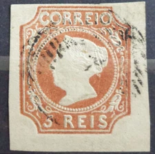 Portugal 1853 5 reis com certificado + Certificate