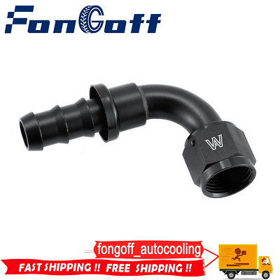 Aluminum -10 AN -10 90° Push-On Hose End fittings Push Lock For Rubber Fue US