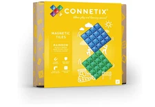 Connetix Rainbow Blue & Green Base Plate Pack – 2‑Piece Magnetic Building